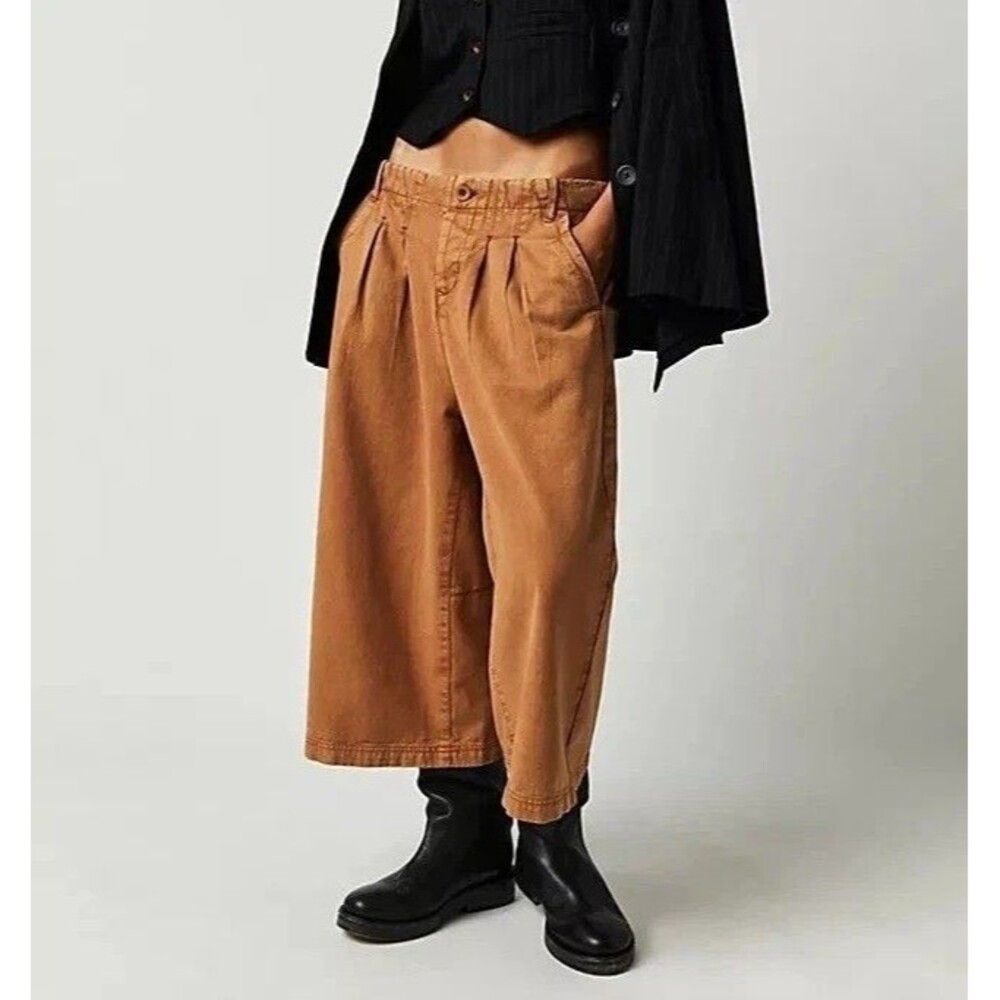 Free People Hard Rain Gaucho Pants High Waisted Wide-Leg Cotton XS-2 NWD 285460